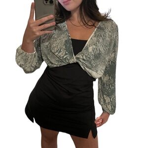 OLIVACEOUS Snake Wrap Top